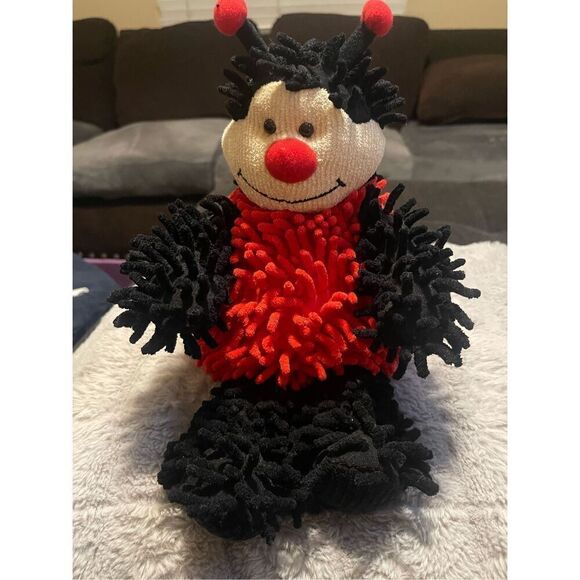 Burton Kids Red Black Polyester Ladybug Plush Mop Style Stuffed Animal Toy - Picture 6 of 14